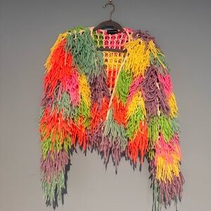 PrettyLittleThing Multicolor Fringe Knit Sweater